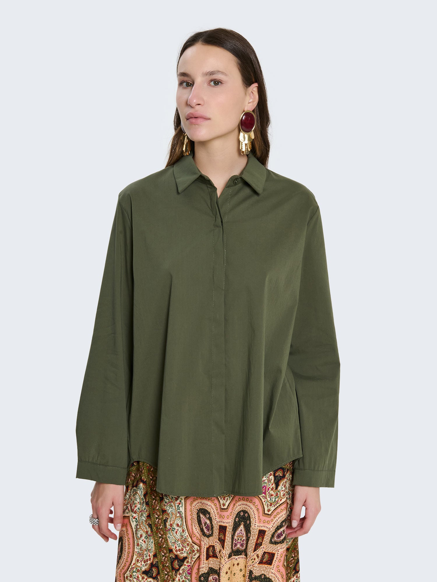 Camicia in cotone tinta unita