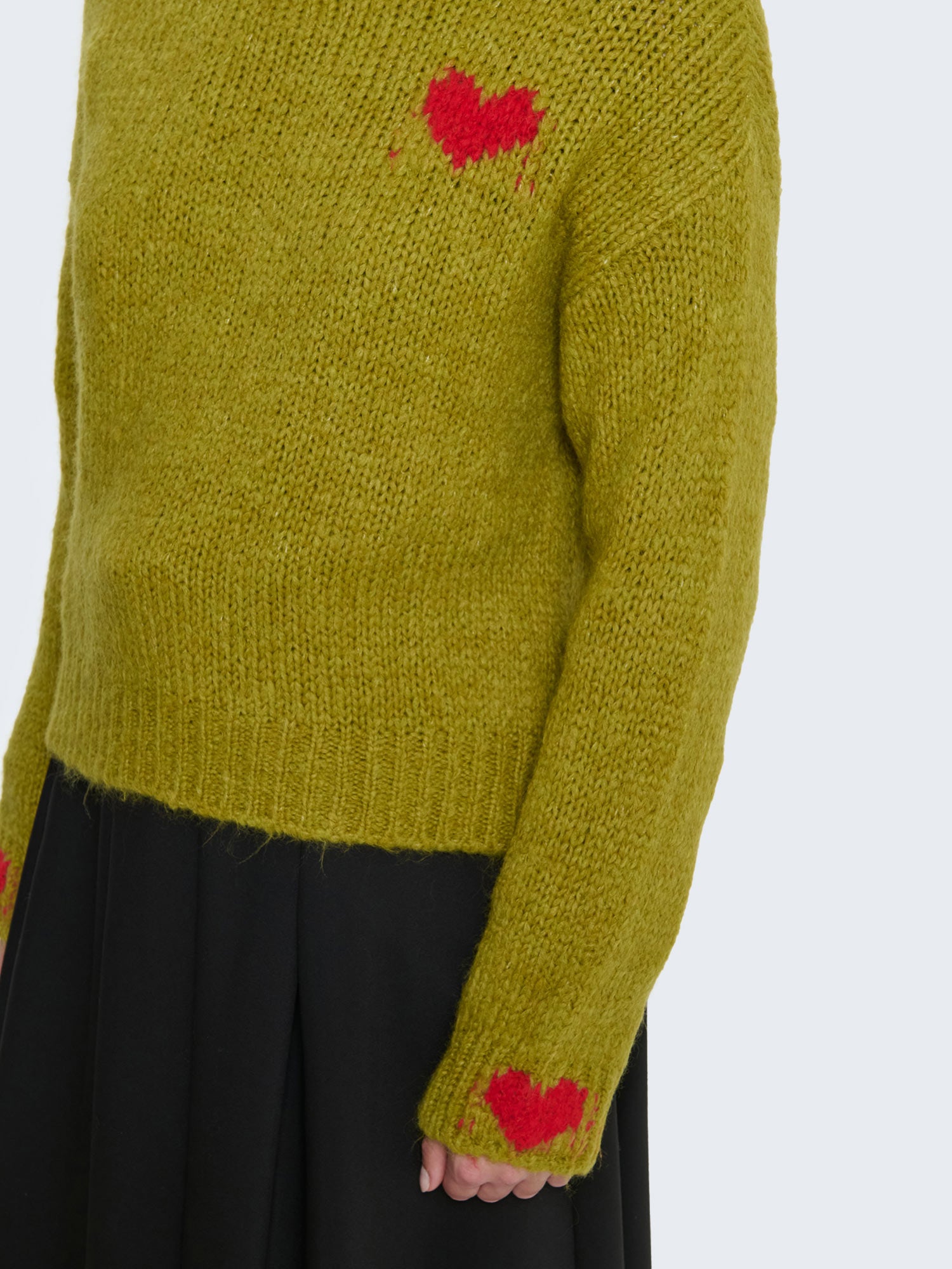 Woven sweater with hearts