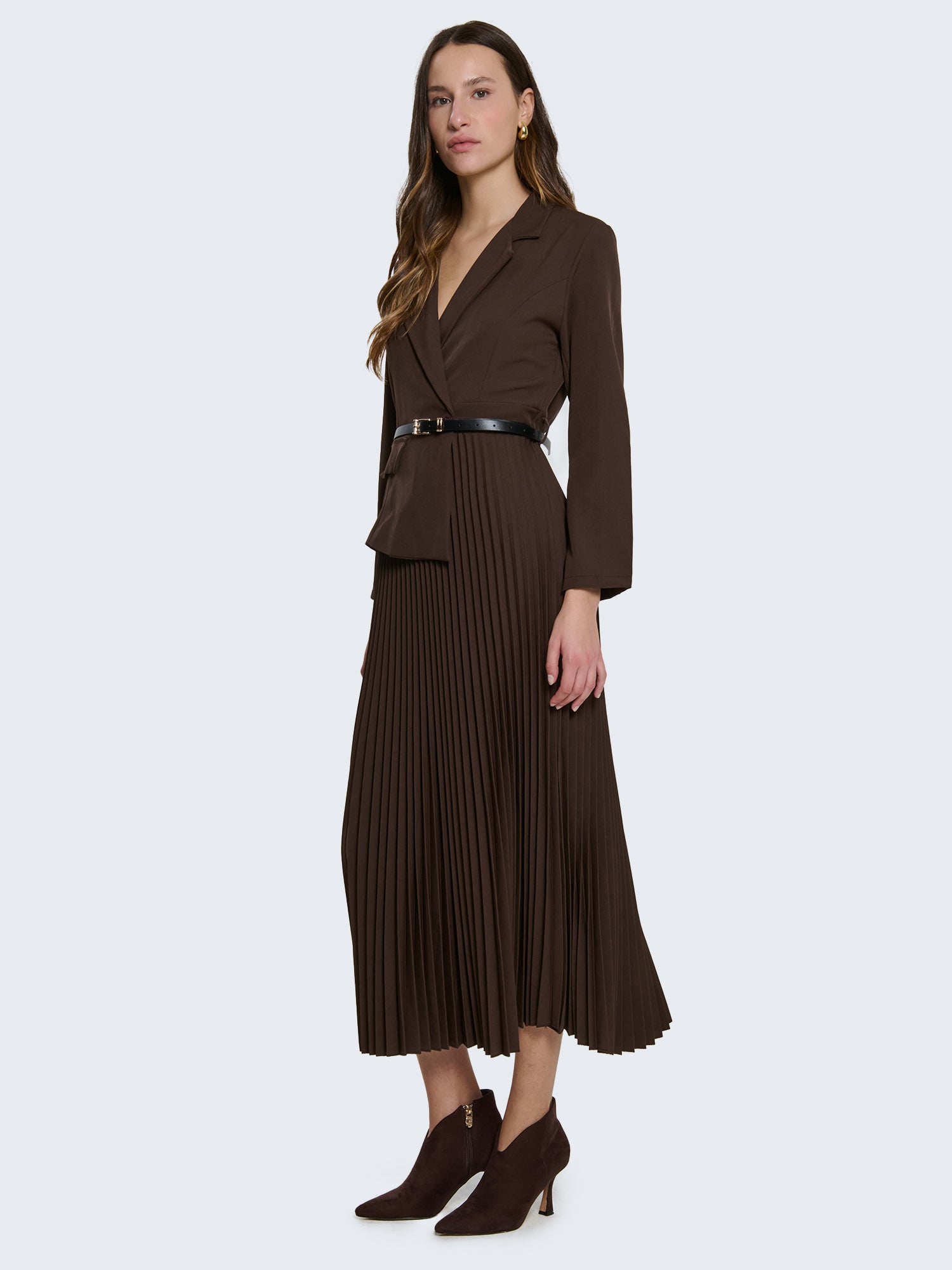 Abito lungo con gonna plissè