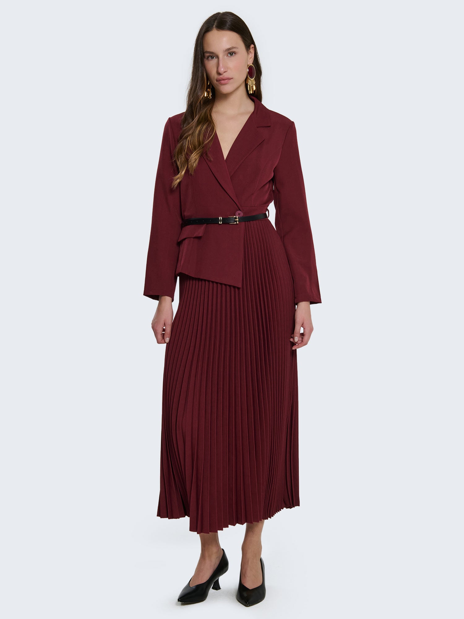 Abito lungo con gonna plissè