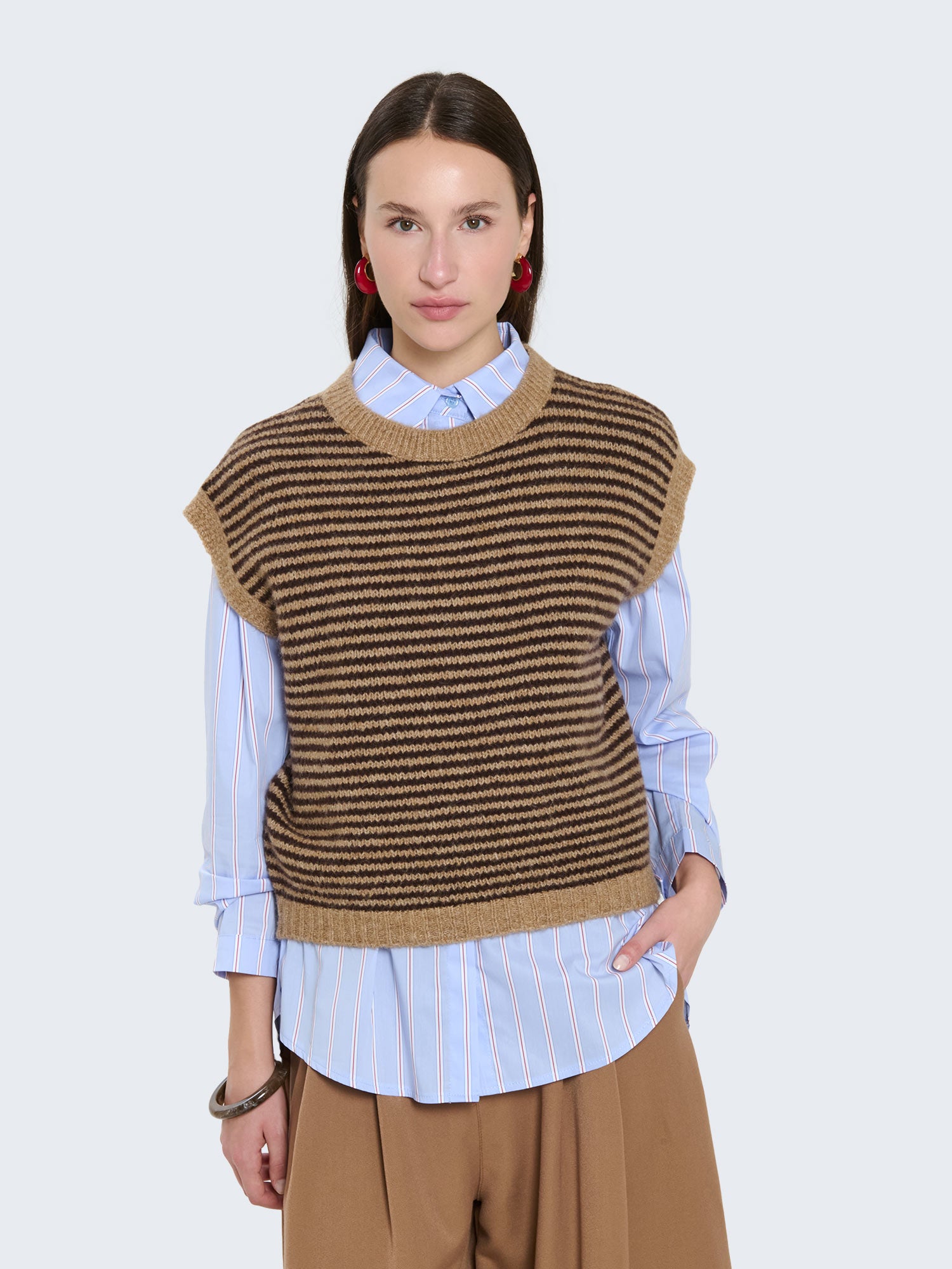 Gilet in maglia a righe