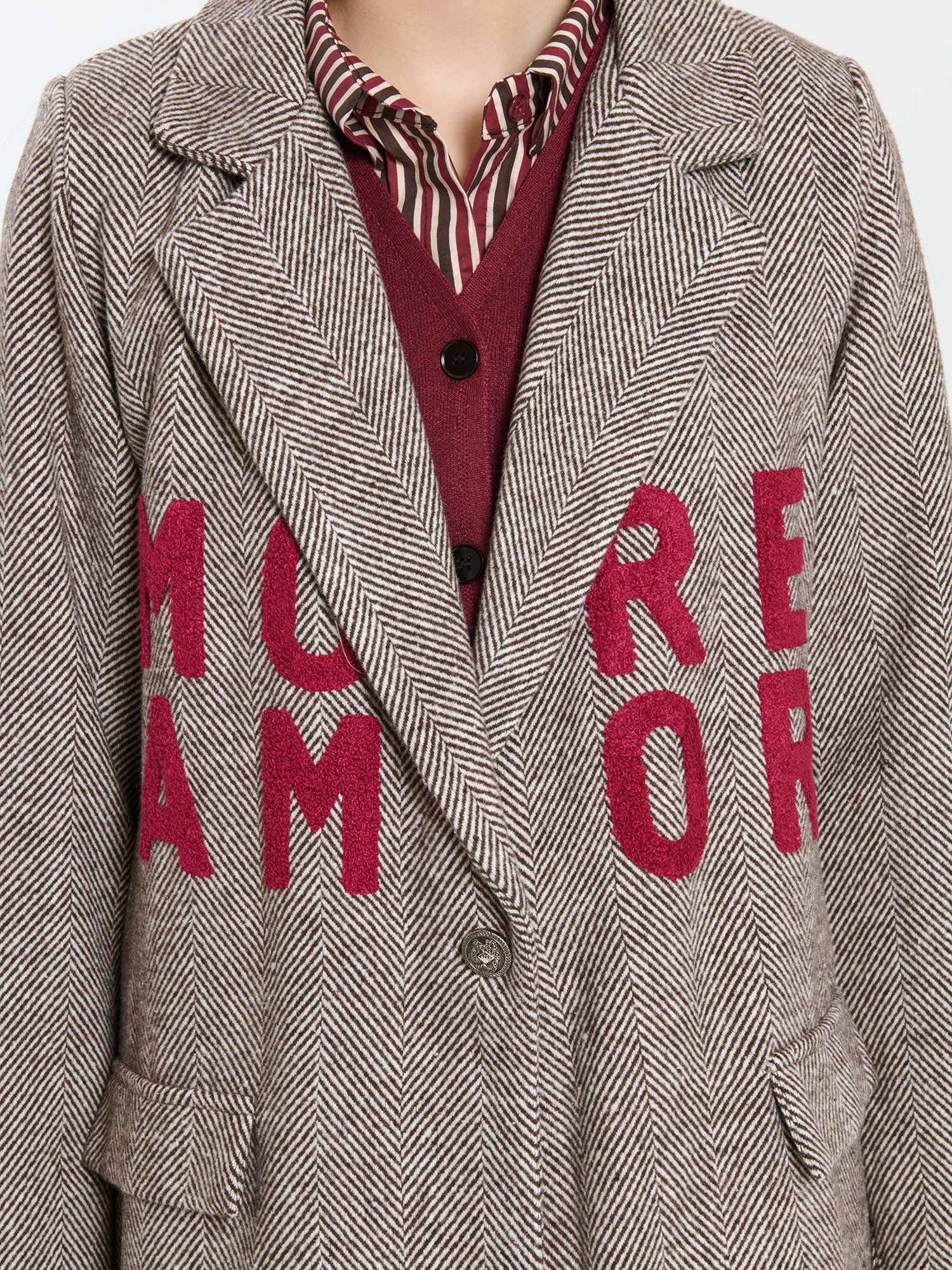 Blazer spigato con scritta More Amor