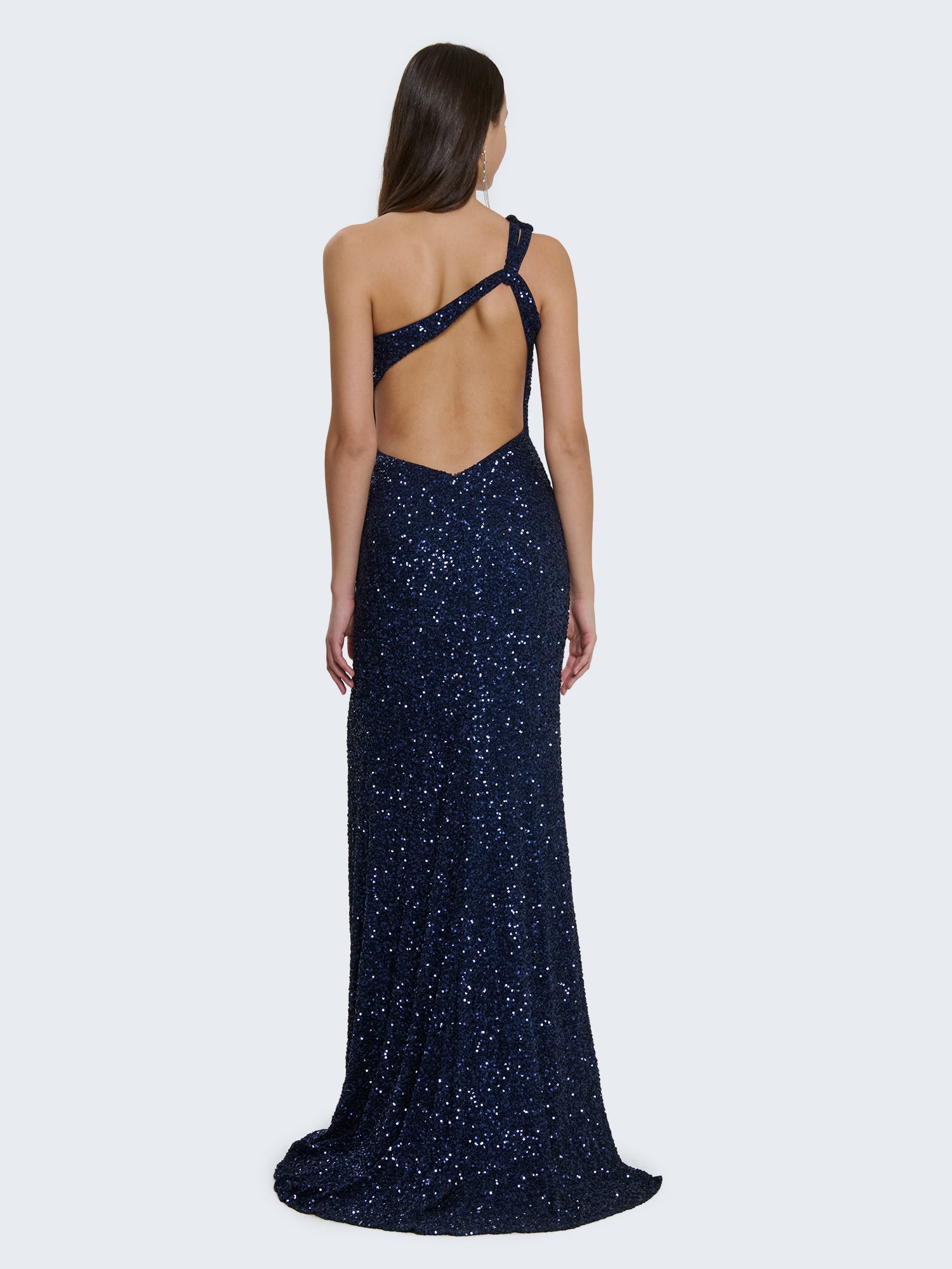 One-shoulder sequin dress with slit