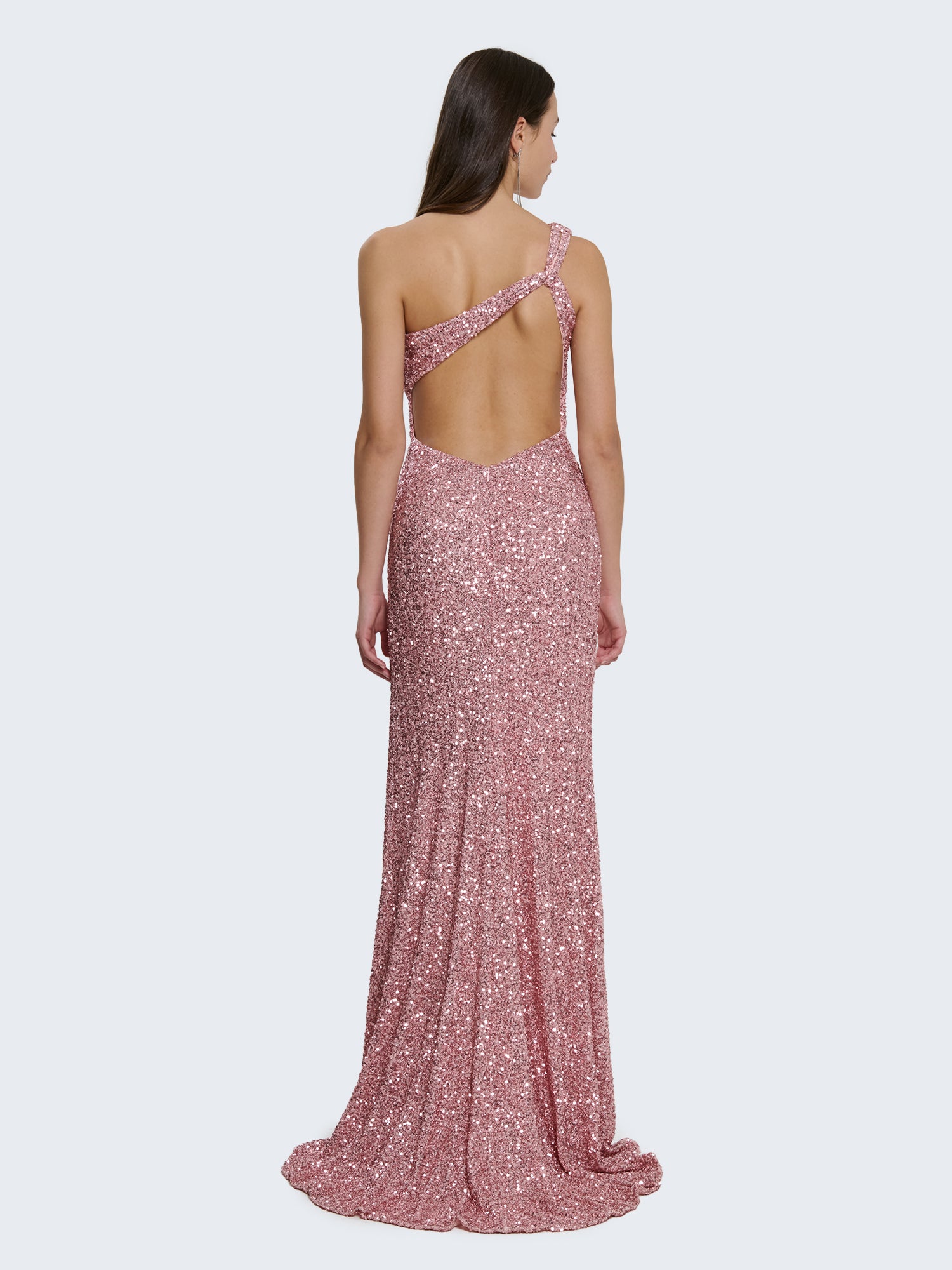 One-shoulder sequin dress with slit