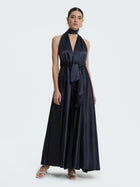 Transformer dress in satin with deep slit