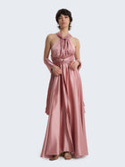 Transformer dress in satin with deep slit