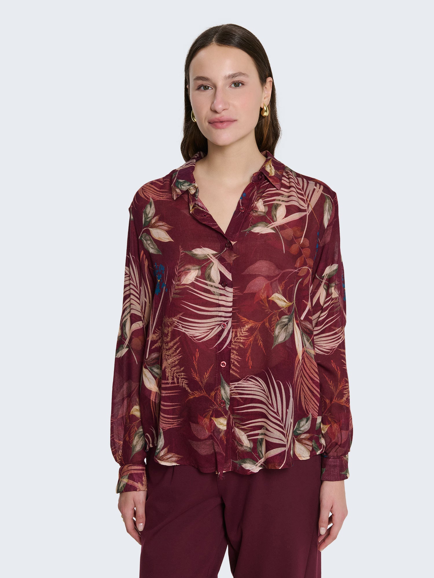 Camicia misto lana con motivo jungle