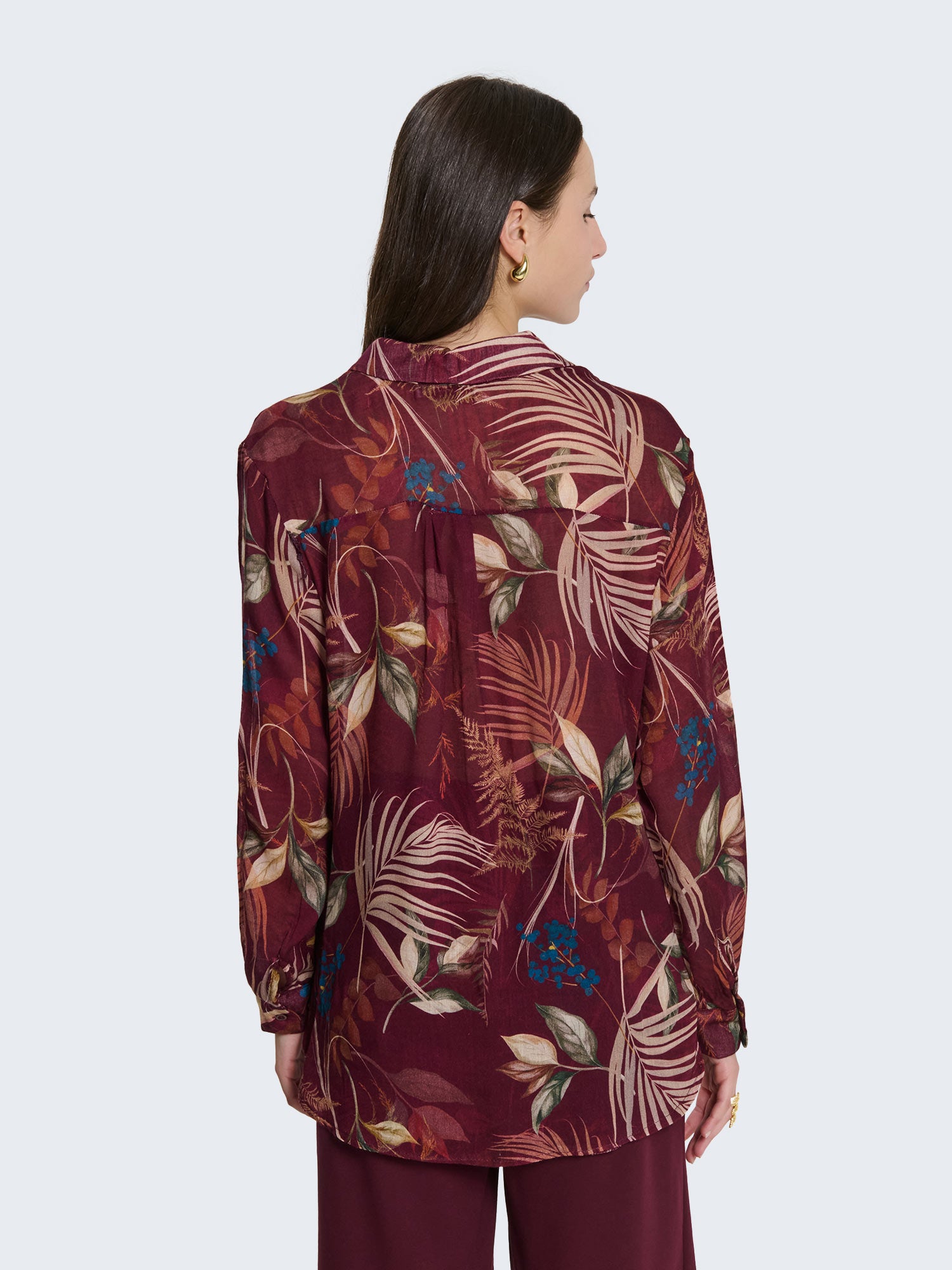 Camicia misto lana con motivo jungle