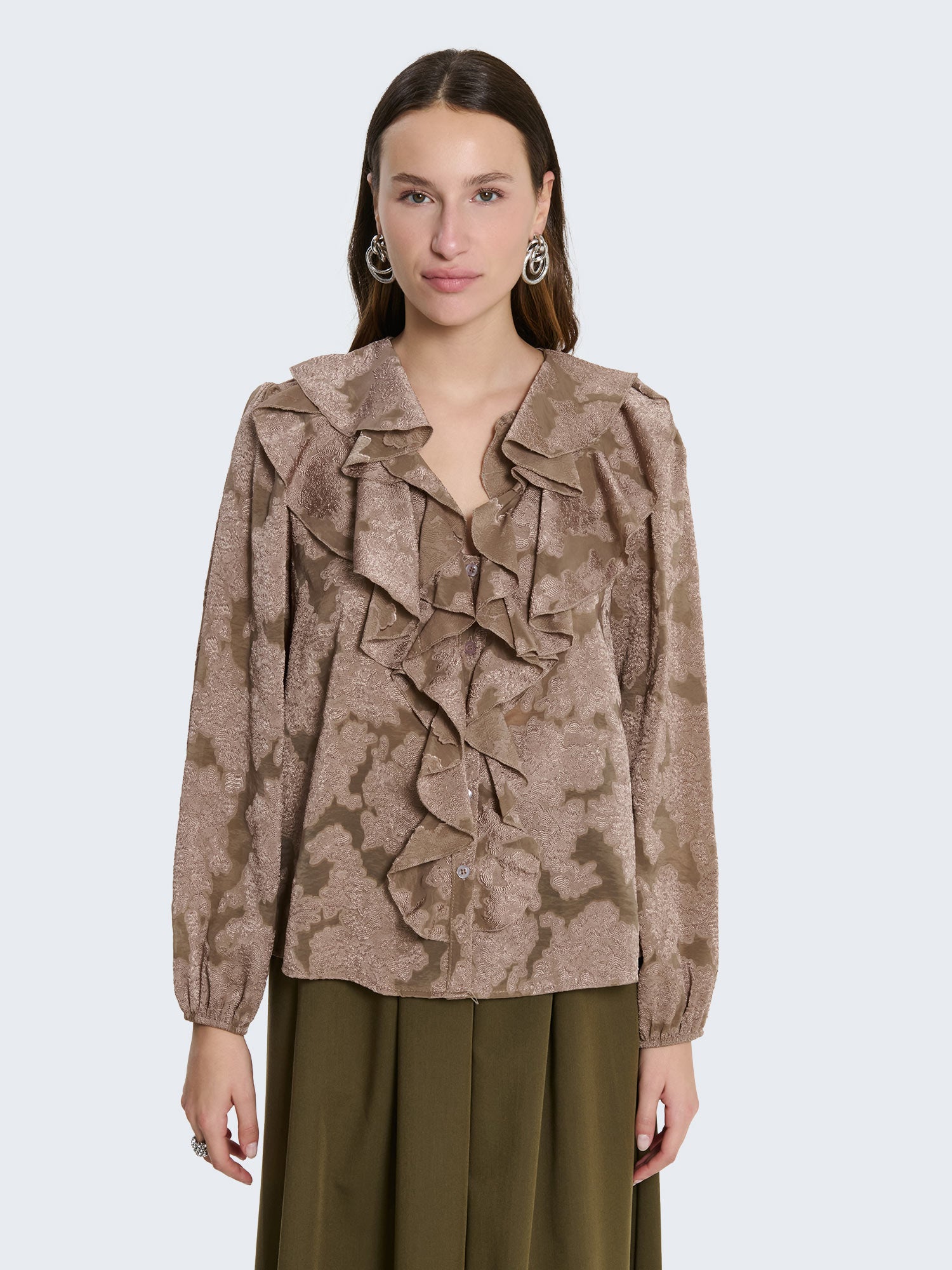 Camicia devorè con volant fantasia