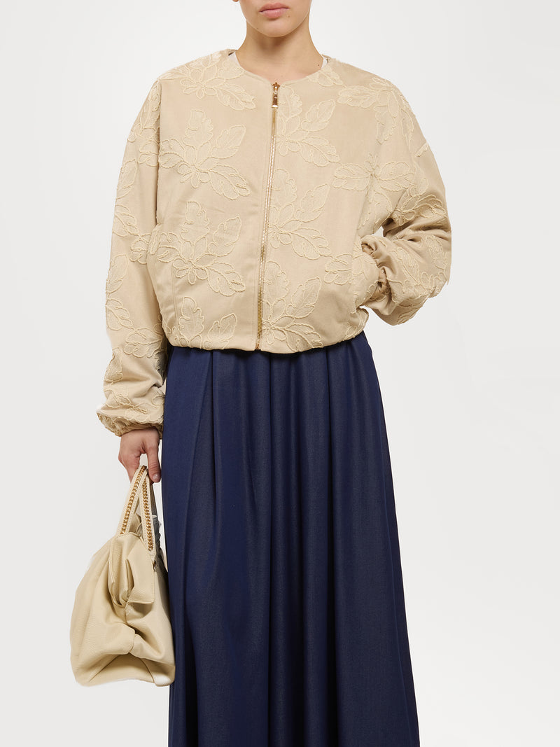 Bomber ricamato in ecocamoscio