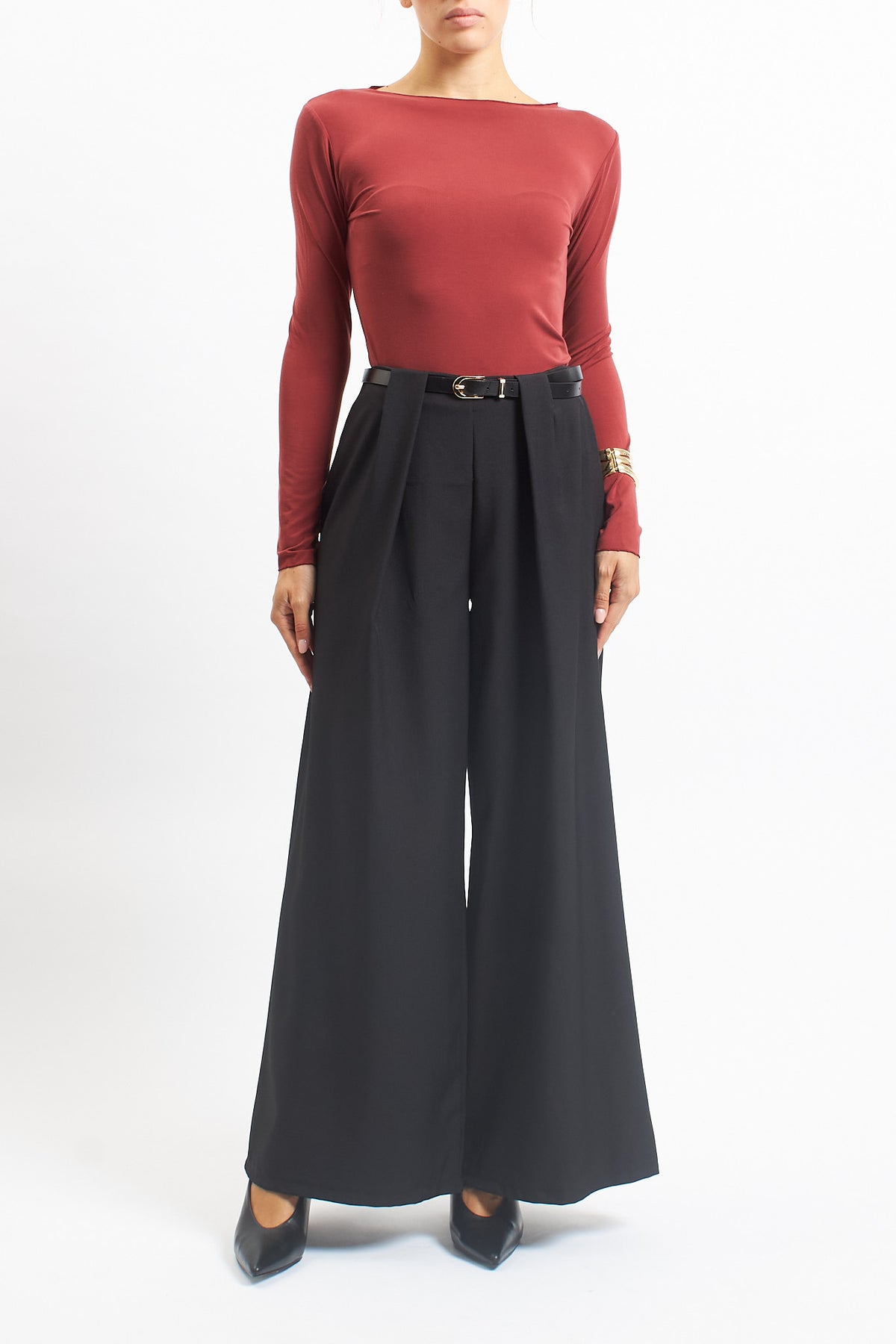 Pantalone palazzo con pinces