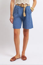 Shorts a righe in lino