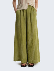 Linen Palazzo Pants with Pinstripes