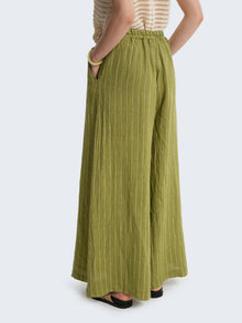 Linen Palazzo Pants with Pinstripes