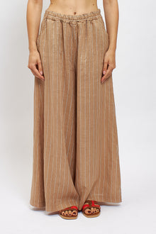 Pantalone palazzo in lino a righe