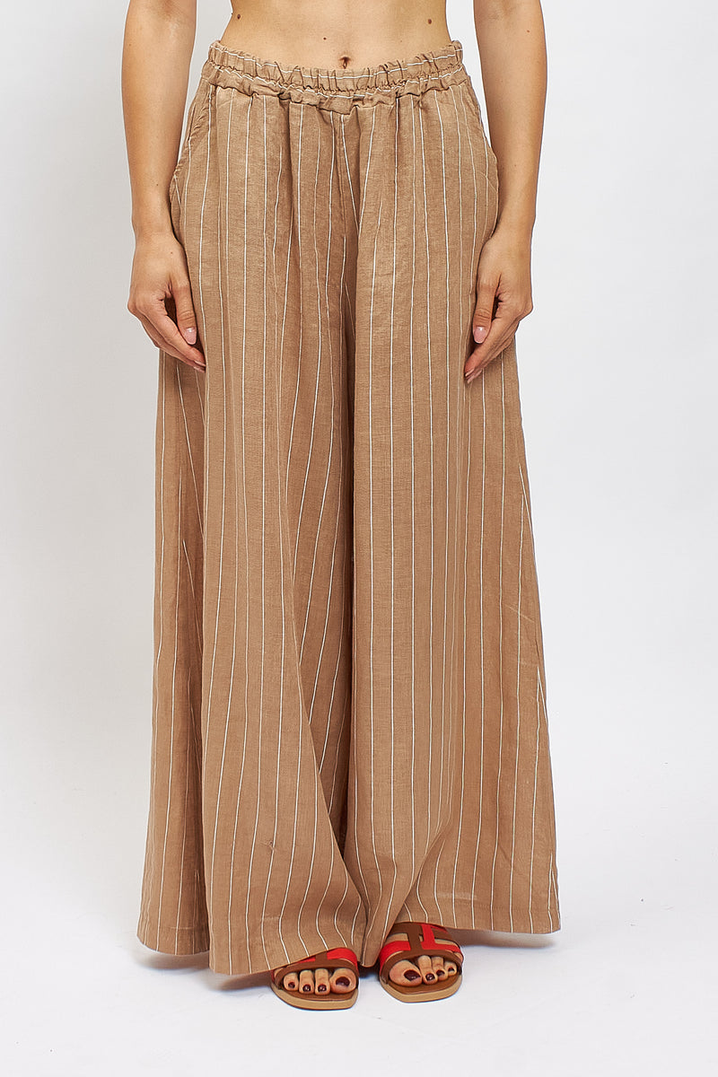 Pantalone palazzo in lino a righe