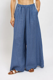 Pantalone palazzo in lino a righe