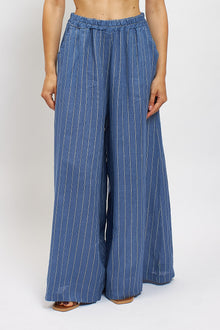 Pantalone palazzo in lino a righe