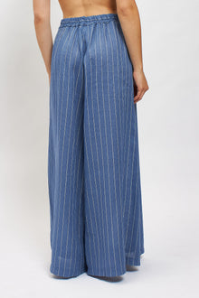 Pantalone palazzo in lino a righe