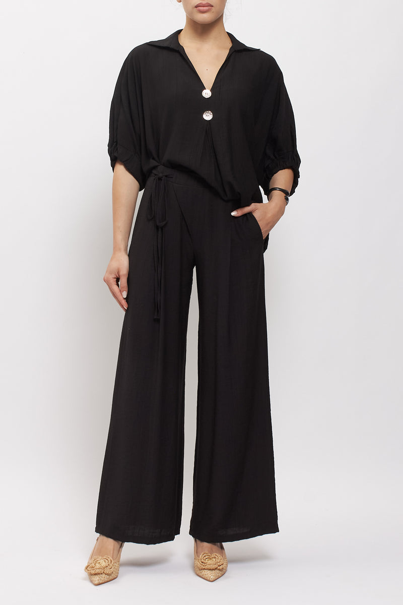 Pantalone palazzo con pannello