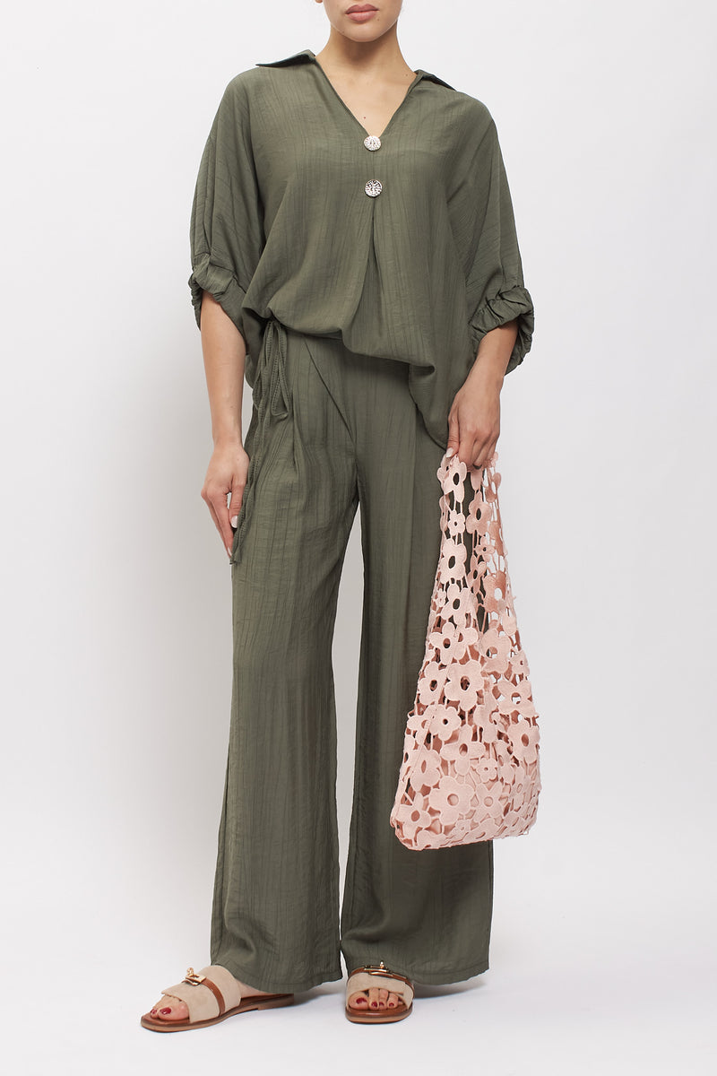 Pantalone palazzo con pannello