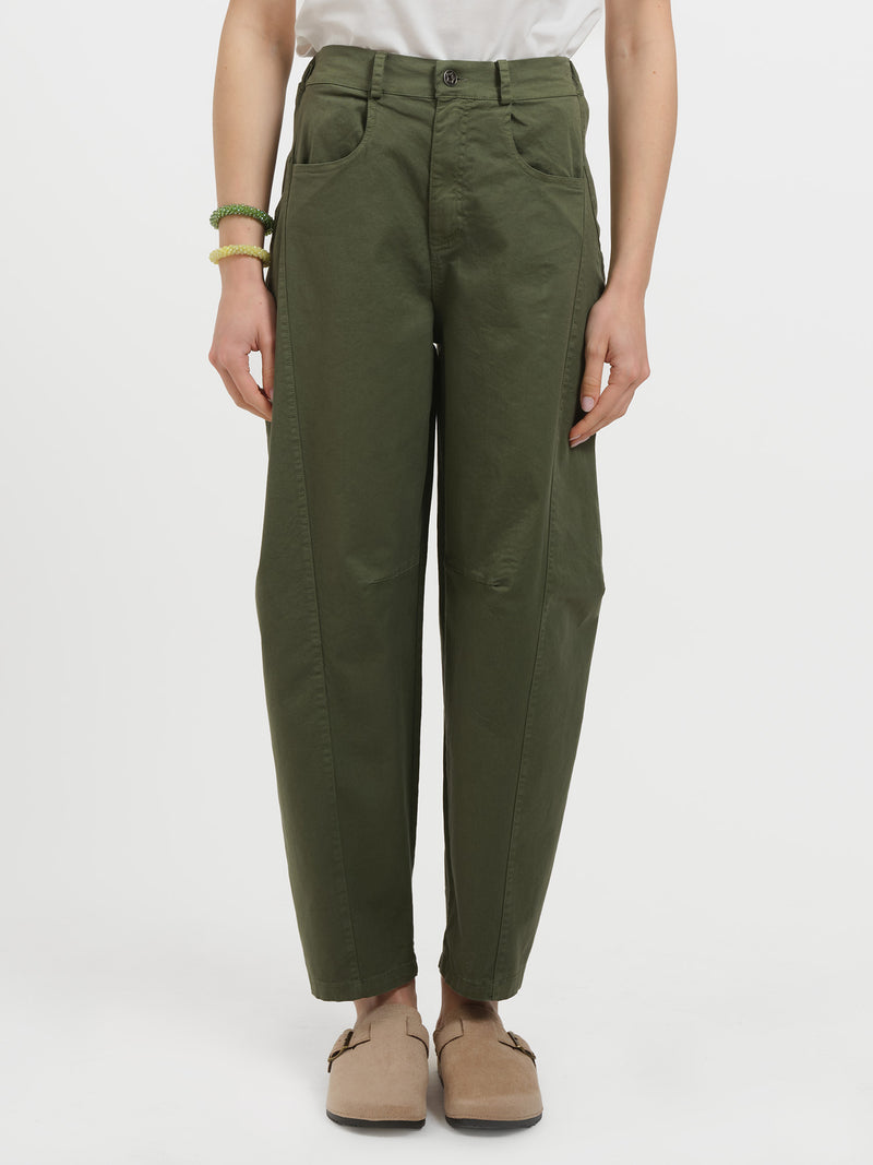 Pantalone barrel in cotone