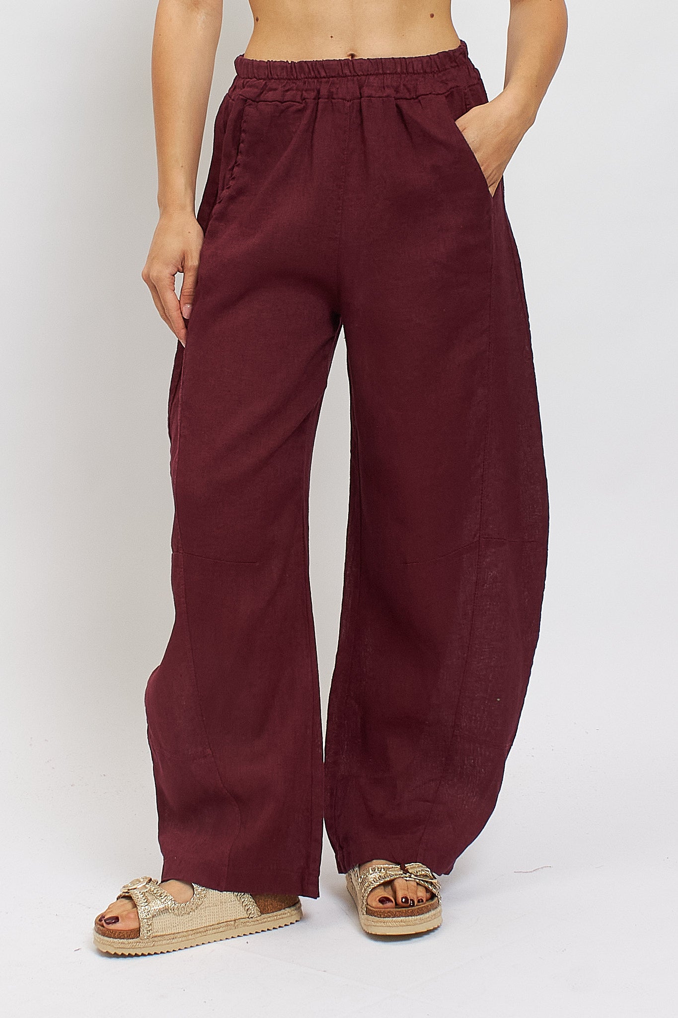 Pantalone Barrel in lino