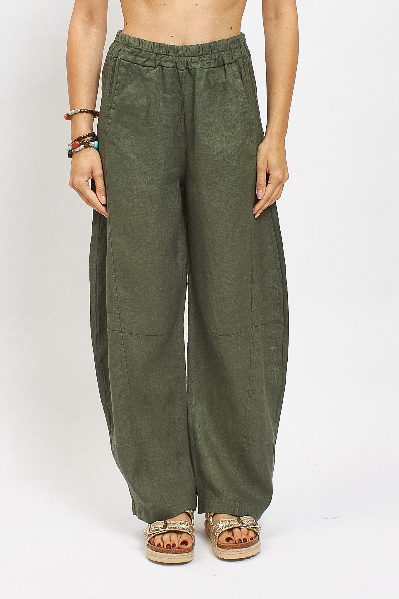 Pantalone Barrel in lino