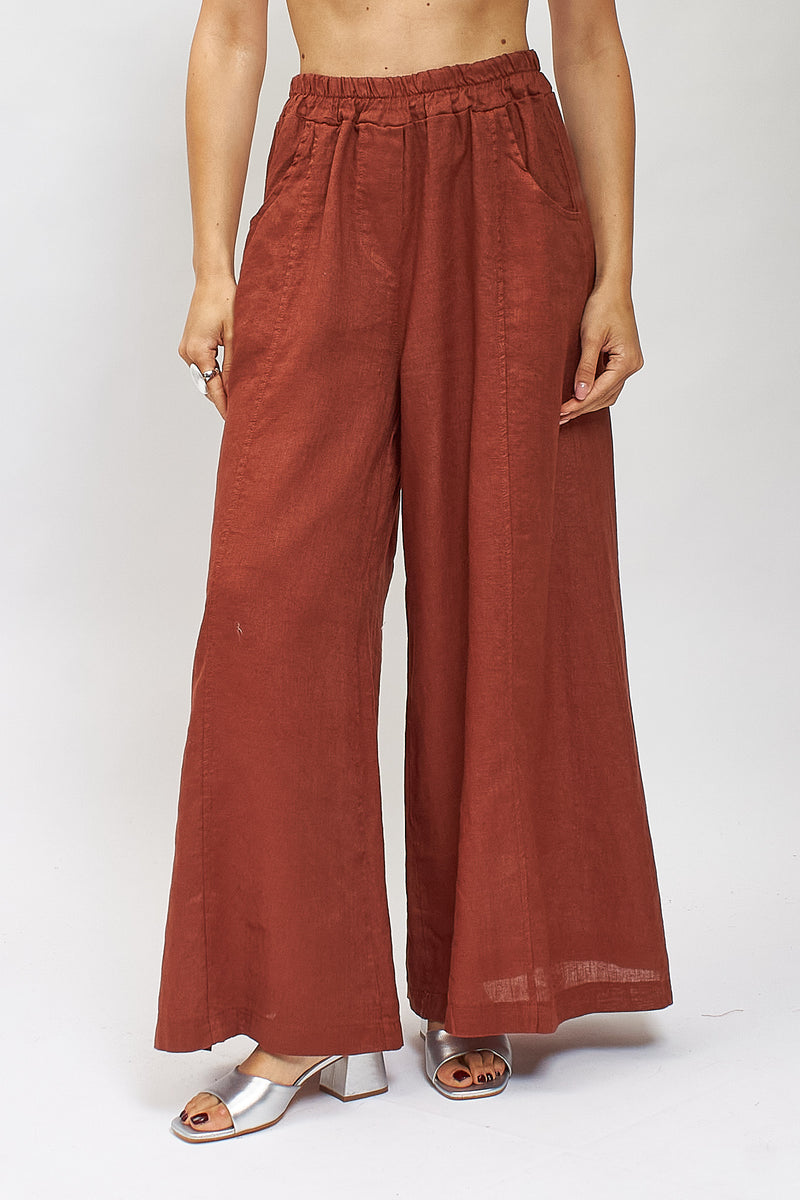 Pantalone palazzo in lino