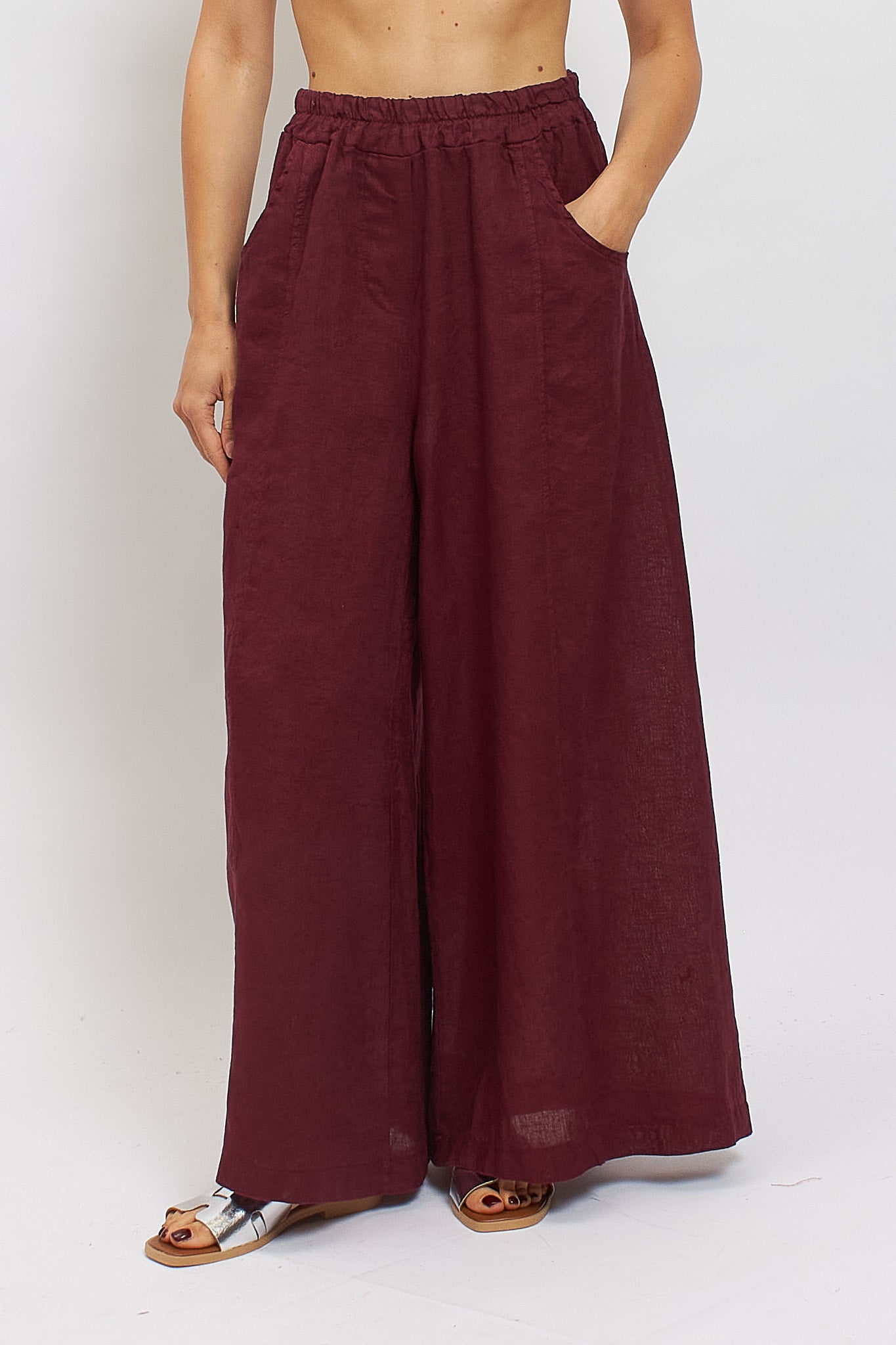 Pantalone palazzo in lino