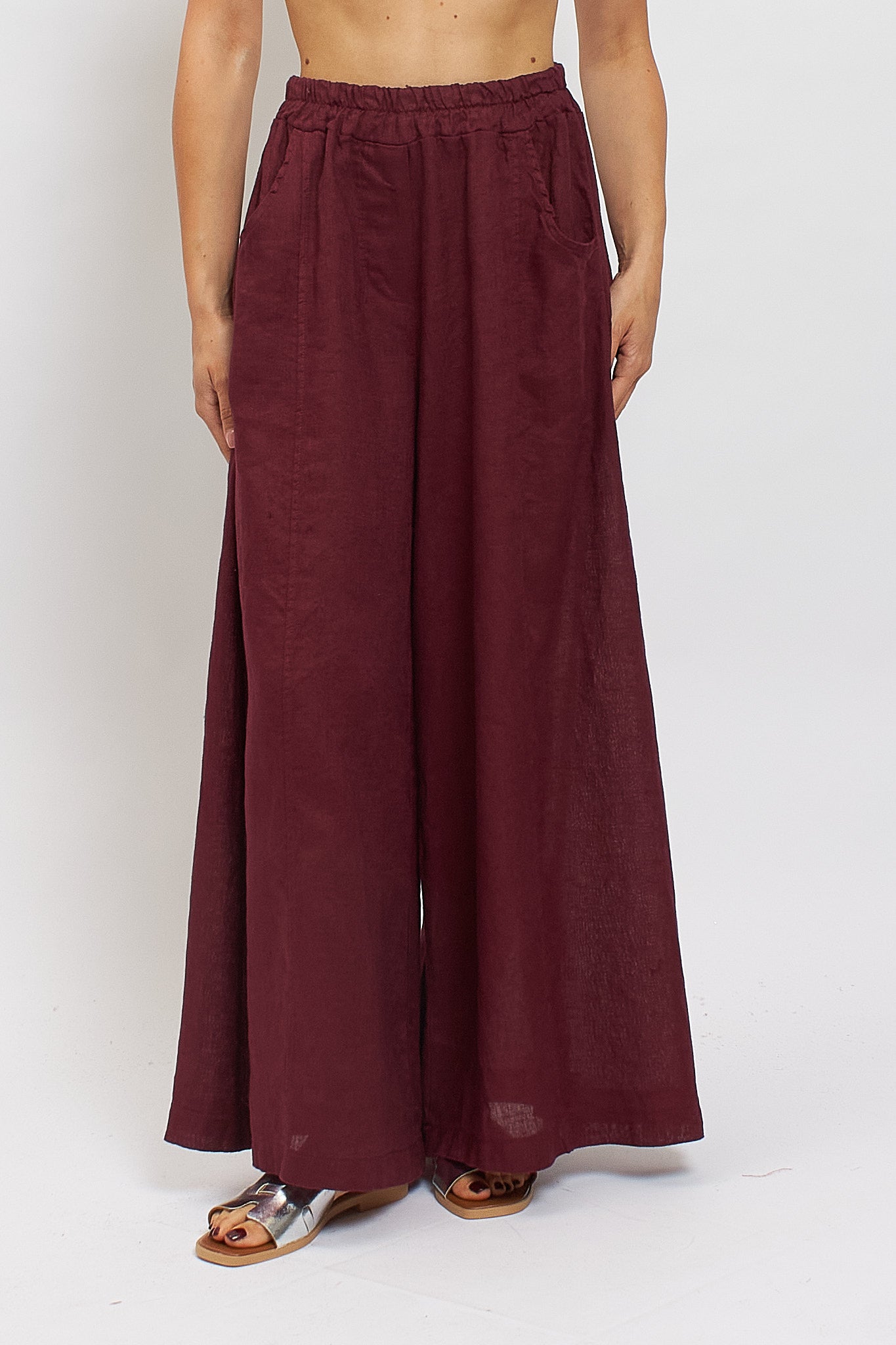 Pantalone palazzo in lino