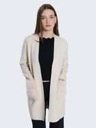 Cardigan lungo con tasche in pelliccia