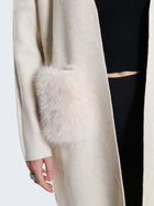 Cardigan lungo con tasche in pelliccia