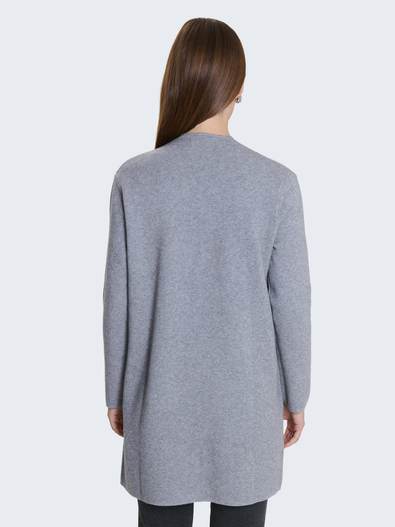 Cardigan lungo con tasche in pelliccia