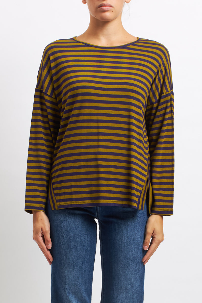 Striped top with side slits