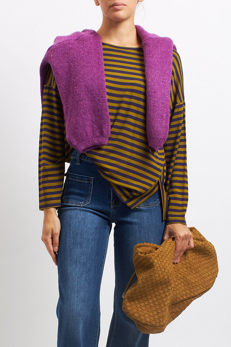 Striped top with side slits