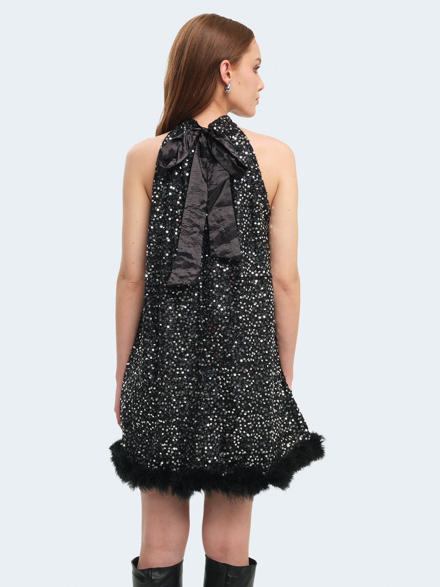 Mini abito svasato con paillettes