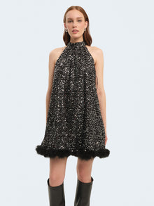 Mini abito svasato con paillettes