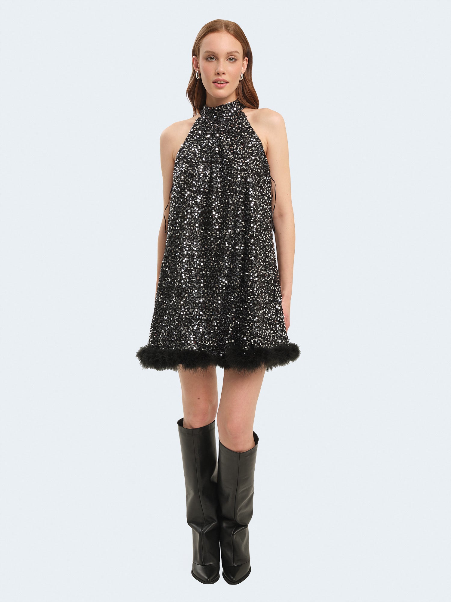 Mini abito svasato con paillettes