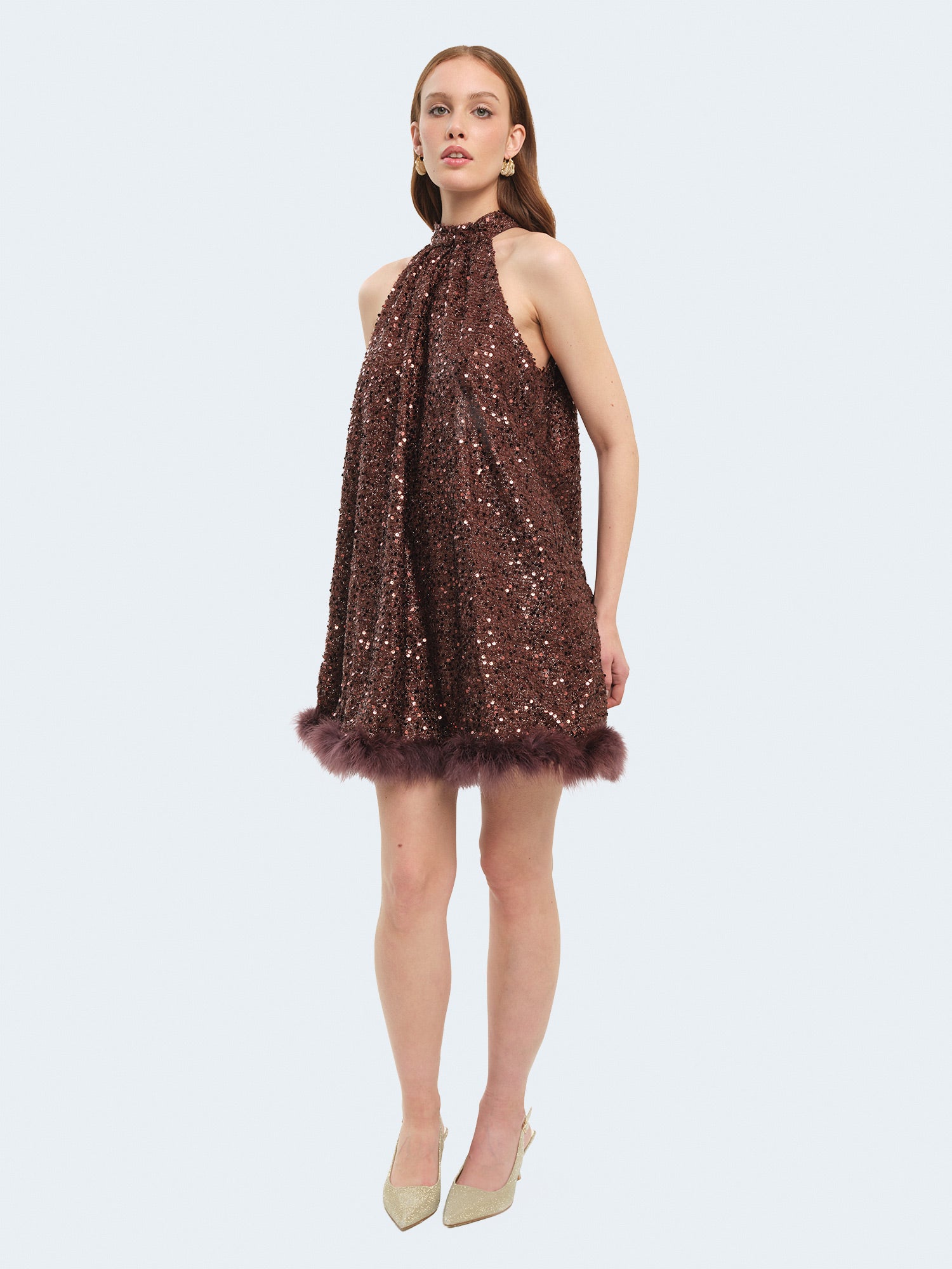 Mini abito svasato con paillettes