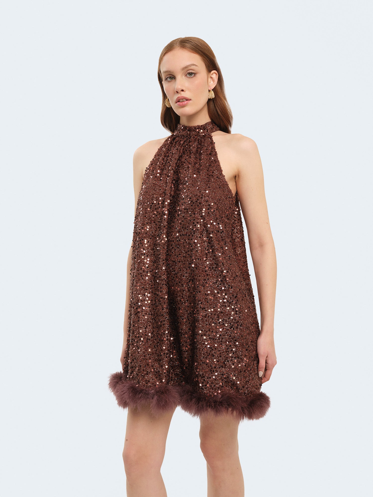 Mini abito svasato con paillettes