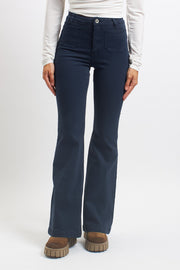 Pantalone flare in cotone con tasche