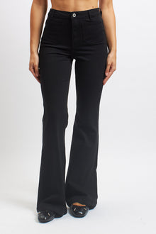 Pantalone flare in cotone con tasche