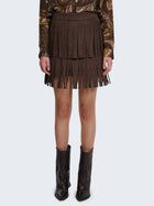 Minigonna in eco camoscio con frange
