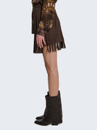 Minigonna in eco camoscio con frange