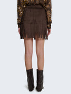 Minigonna in eco camoscio con frange