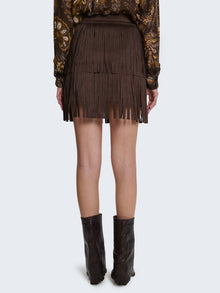 Minigonna in eco camoscio con frange