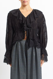 Blusa in pizzo con rouches
