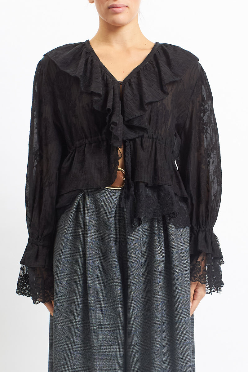 Blusa in pizzo con rouches