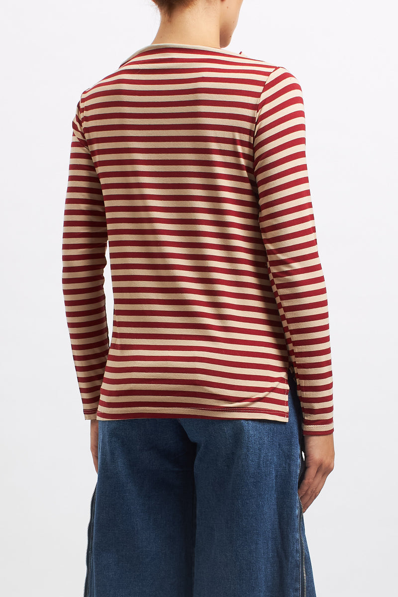Striped boat neck top